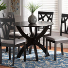 Baxton Studio Rasa Modern and Contemporary Grey Fabric Upholstered and Dark Brown Finished Wood 5-Piece Dining Set