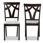 Baxton Studio Sylvia Modern and Contemporary Grey Fabric Upholstered and Dark Brown Finished Dining Chair (Set of 2)