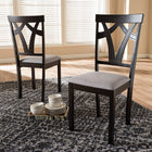 Baxton Studio Sylvia Modern and Contemporary Grey Fabric Upholstered and Dark Brown Finished Dining Chair (Set of 2)
