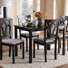 Baxton Studio Sylvia Modern and Contemporary Grey Fabric Upholstered and Dark Brown Finished 5-Piece Dining Set