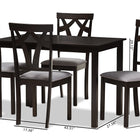Baxton Studio Sylvia Modern and Contemporary Grey Fabric Upholstered and Dark Brown Finished 5-Piece Dining Set