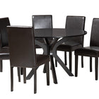 Baxton Studio Asli Modern Espresso Brown Faux Leather and Wood 7-Piece Dining Set