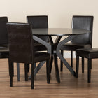 Baxton Studio Asli Modern Espresso Brown Faux Leather and Wood 7-Piece Dining Set