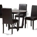Baxton Studio Bruna Modern Dark Brown Faux Leather and Espresso Brown Finished Wood 5-Piece Dining Set