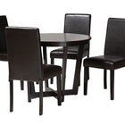Baxton Studio Bruna Modern Dark Brown Faux Leather and Espresso Brown Finished Wood 5-Piece Dining Set