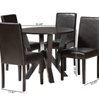 Baxton Studio Rosi Modern Espresso Brown Faux Leather and Wood 5-Piece Dining Set