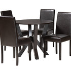 Baxton Studio Rosi Modern Espresso Brown Faux Leather and Wood 5-Piece Dining Set