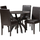 Baxton Studio Trine Modern Espresso Brown Faux Leather and Wood 5-Piece Dining Set