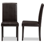 Baxton Studio Mia Modern and Contemporary Dark Brown Faux Leather Upholstered Dining Chair (Set of 2)