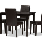 Baxton Studio Mia Modern and Contemporary Dark Brown Faux Leather Upholstered 5-Piece Dining Set