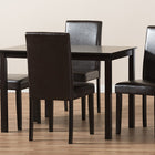 Baxton Studio Mia Modern and Contemporary Dark Brown Faux Leather Upholstered 5-Piece Dining Set