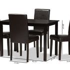 Baxton Studio Mia Modern and Contemporary Dark Brown Faux Leather Upholstered 5-Piece Dining Set