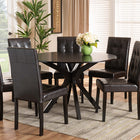 Baxton Studio Marie Modern and Contemporary Dark Brown Faux Leather Upholstered and Dark brown Finished Wood 7-Piece Dining Set