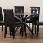 Baxton Studio Marie Modern and Contemporary Dark Brown Faux Leather Upholstered and Dark brown Finished Wood 7-Piece Dining Set