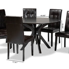 Baxton Studio Marie Modern and Contemporary Dark Brown Faux Leather Upholstered and Dark brown Finished Wood 7-Piece Dining Set