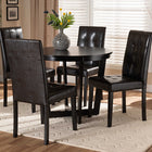 Baxton Studio Vida Modern and Contemporary Dark Brown Faux Leather Upholstered and Dark Brown Finished Wood 5-Piece Dining Set