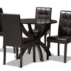 Baxton Studio Elira Modern and Contemporary Dark Brown Faux Leather Upholstered and Dark Brown Finished Wood 5-Piece Dining Set