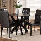 Baxton Studio Elira Modern and Contemporary Dark Brown Faux Leather Upholstered and Dark Brown Finished Wood 5-Piece Dining Set