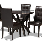 Baxton Studio Elira Modern and Contemporary Dark Brown Faux Leather Upholstered and Dark Brown Finished Wood 5-Piece Dining Set