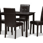 Baxton Studio Avery Modern and Contemporary Dark Brown Faux Leather Upholstered 5-Piece Dining Set