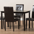 Baxton Studio Avery Modern and Contemporary Dark Brown Faux Leather Upholstered 5-Piece Dining Set