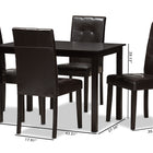 Baxton Studio Avery Modern and Contemporary Dark Brown Faux Leather Upholstered 5-Piece Dining Set