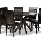Baxton Studio Jeane Modern and Contemporary Dark Brown Faux Leather Upholstered and Dark Brown Finished Wood 7-Piece Dining Set