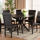 Baxton Studio Jeane Modern and Contemporary Dark Brown Faux Leather Upholstered and Dark Brown Finished Wood 7-Piece Dining Set