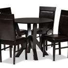 Baxton Studio Nada Modern and Contemporary Dark Brown Faux Leather Upholstered and Dark Brown Finished Wood 5-Piece Dining Set
