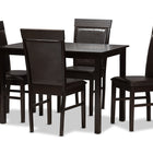 Baxton Studio Thea Modern and Contemporary Dark Brown Faux Leather Upholstered 5-Piece Dining Set