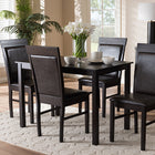 Baxton Studio Thea Modern and Contemporary Dark Brown Faux Leather Upholstered 5-Piece Dining Set