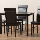 Baxton Studio Thea Modern and Contemporary Dark Brown Faux Leather Upholstered 5-Piece Dining Set