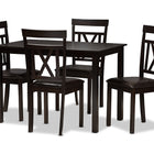 Baxton Studio Rosie Modern and Contemporary Dark Brown Faux Leather Upholstered 5-Piece Dining Set