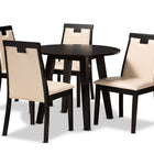 Baxton Studio Ryan Modern and Contemporary Beige Faux Leather Upholstered and Dark Brown Finished Wood 5-Piece Dining Set