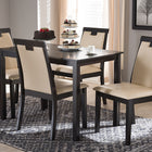 Baxton Studio Evelyn Modern and Contemporary Beige Faux Leather Upholstered and Dark Brown Finished 5-Piece Dining Set