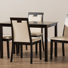 Baxton Studio Evelyn Modern and Contemporary Beige Faux Leather Upholstered and Dark Brown Finished 5-Piece Dining Set