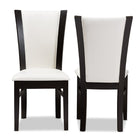 Baxton Studio Adley Modern and Contemporary Dark Brown Finished White Faux Leather Dining Chair (Set of 2)