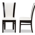 Baxton Studio Adley Modern and Contemporary Dark Brown Finished White Faux Leather Dining Chair (Set of 2)
