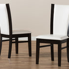 Baxton Studio Adley Modern and Contemporary Dark Brown Finished White Faux Leather Dining Chair (Set of 2)