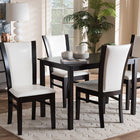 Baxton Studio Adley Modern and Contemporary 5-Piece Dark Brown Finished White Faux Leather Dining Set