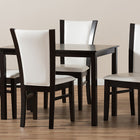 Baxton Studio Adley Modern and Contemporary 5-Piece Dark Brown Finished White Faux Leather Dining Set