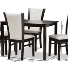 Baxton Studio Adley Modern and Contemporary 5-Piece Dark Brown Finished White Faux Leather Dining Set
