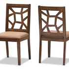 Baxton Studio Abilene Mid-Century Light Brown Fabric Upholstered and Walnut Brown Finished Dining Chair (Set of 2)