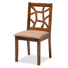 Baxton Studio Abilene Mid-Century Light Brown Fabric Upholstered and Walnut Brown Finished 5-Piece Wood Dining Set