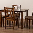 Baxton Studio Abilene Mid-Century Light Brown Fabric Upholstered and Walnut Brown Finished 5-Piece Wood Dining Set