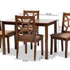 Baxton Studio Abilene Mid-Century Light Brown Fabric Upholstered and Walnut Brown Finished 5-Piece Wood Dining Set