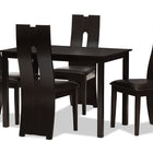 Baxton Studio Alani Modern and Contemporary Dark Brown Faux Leather Upholstered 5-Piece Dining Set