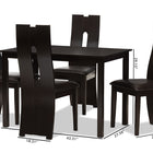 Baxton Studio Alani Modern and Contemporary Dark Brown Faux Leather Upholstered 5-Piece Dining Set