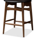 Baxton Studio Flora Mid-Century Modern Black Faux Leather Upholstered Walnut Finished Counter Stool (Set of 2)