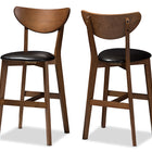 Baxton Studio Eline Mid-Century Modern Black Faux Leather Upholstered Walnut Finished Counter Stool (Set of 2)